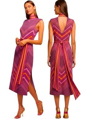 RAMY BROOK 'Karolina' Chevron Knit Midi Dress - Size L